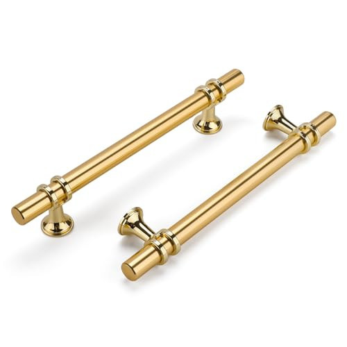 Haliwu 12 Pack Gold Cabinet Pulls 6-1/4 inch, Cabinet Handles Gold Pulls for Dresser and Drawer, Brushed Brass Drawer Knobs Solid Barrel Dresser Kitchen Hardware Knobs | Amazon (US)