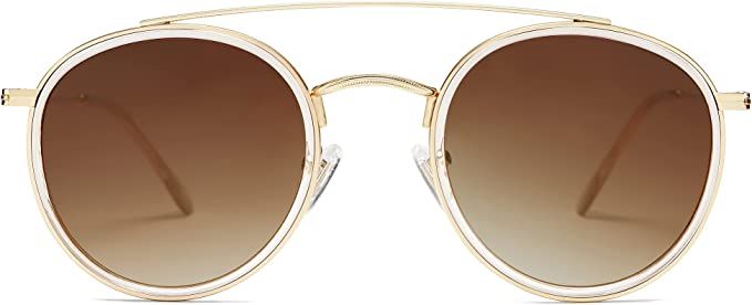 SOJOS Retro Round Double Bridge Polarized Sunglasses for Women Men Twin Beams Circular UV400 Sunn... | Amazon (US)