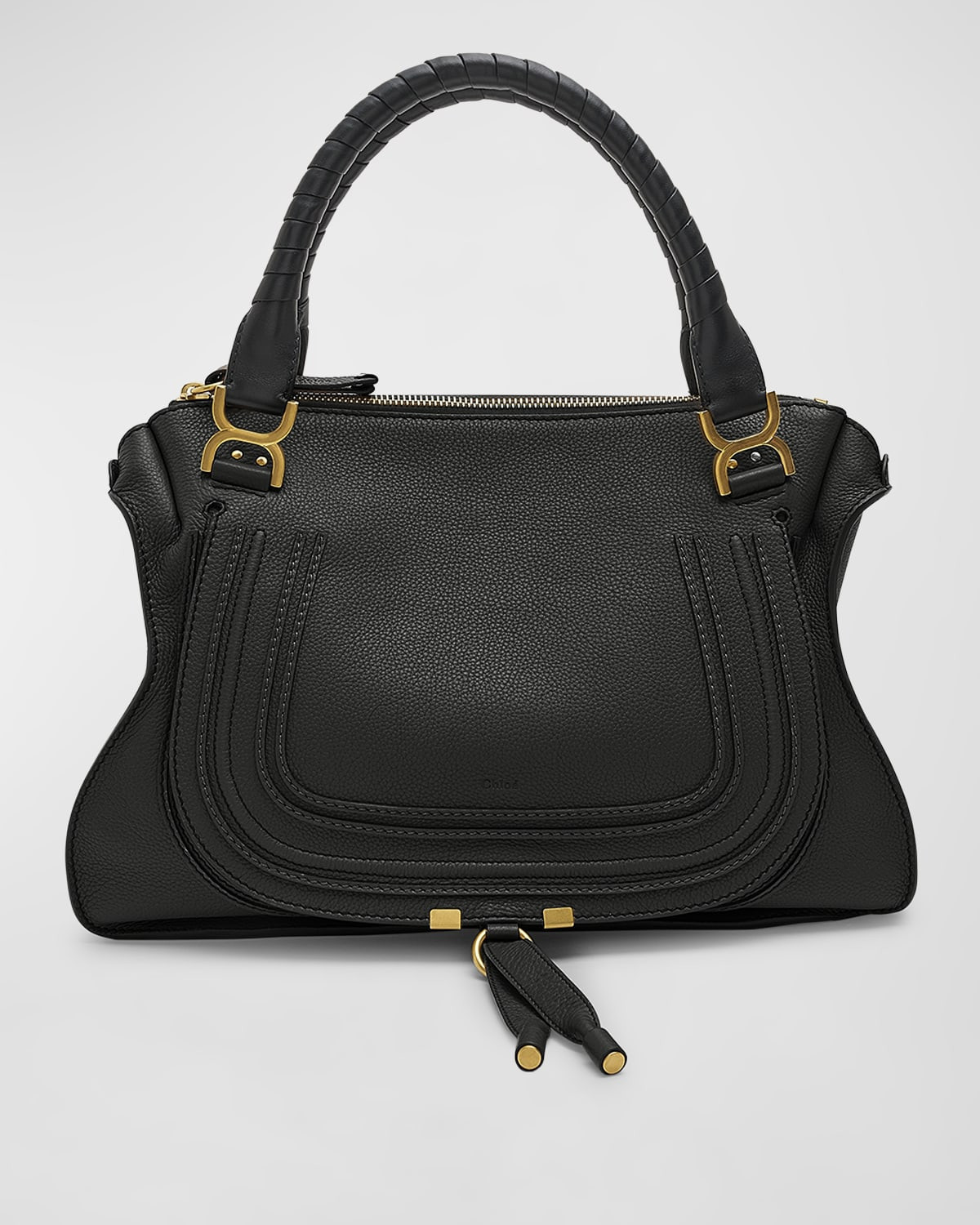Marcie Large Double Carry Satchel in Grained Leather | Neiman Marcus