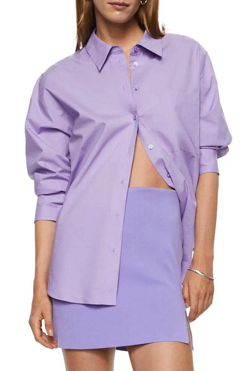 MANGO Oversize Cotton Button-Up Shirt | Nordstrom | Nordstrom