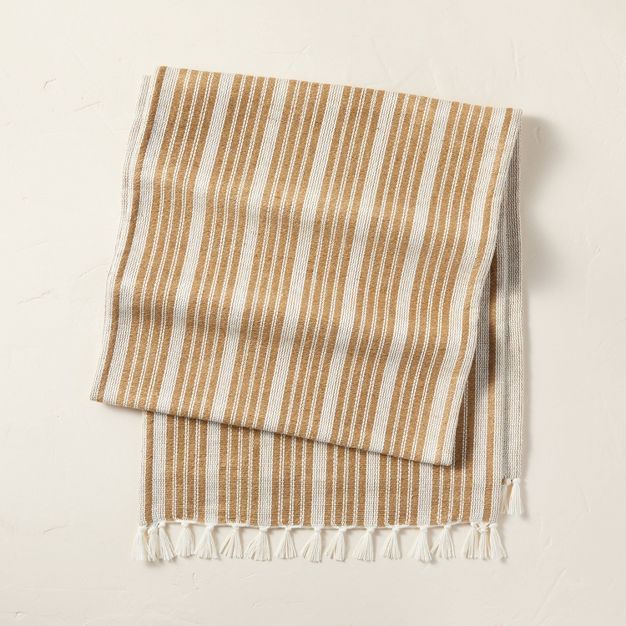 Stitch Stripe Jute & Cotton Blend Table Runner Natural/Sour Cream - Hearth & Hand™ with Magnoli... | Target