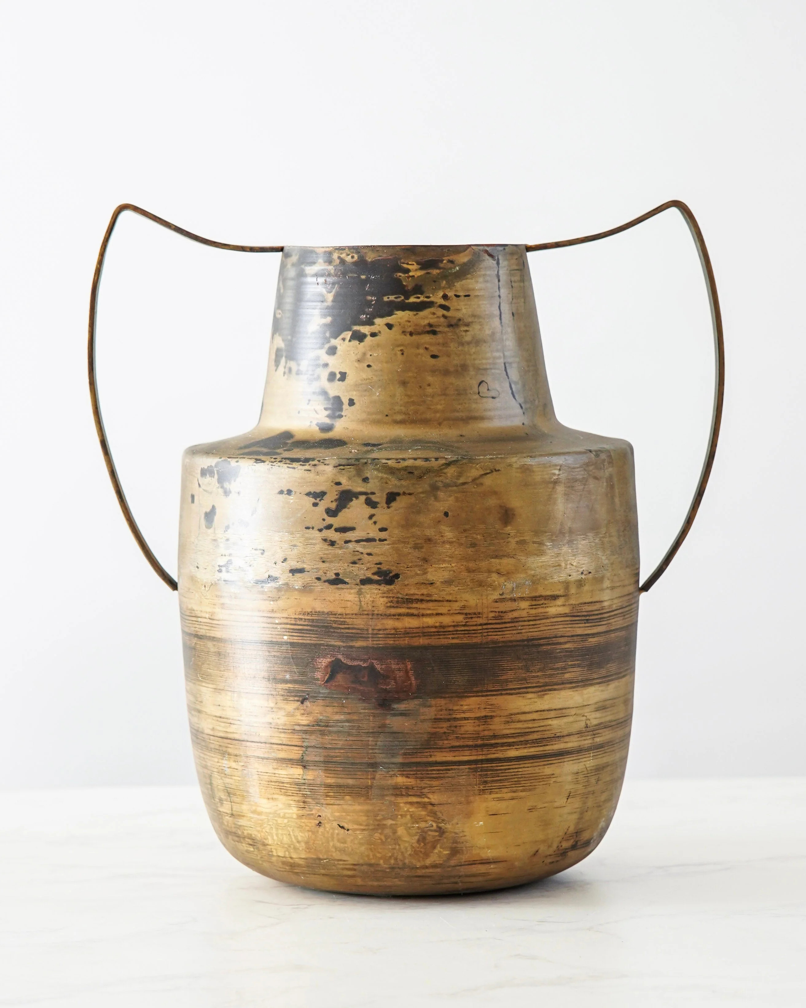 Handled Brass Metal Vase | MJHome