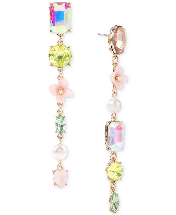 INC International Concepts Gold-Tone Multi-Stone Flower Linear Drop Earrings, Created for Macy's ... | Macys (US)