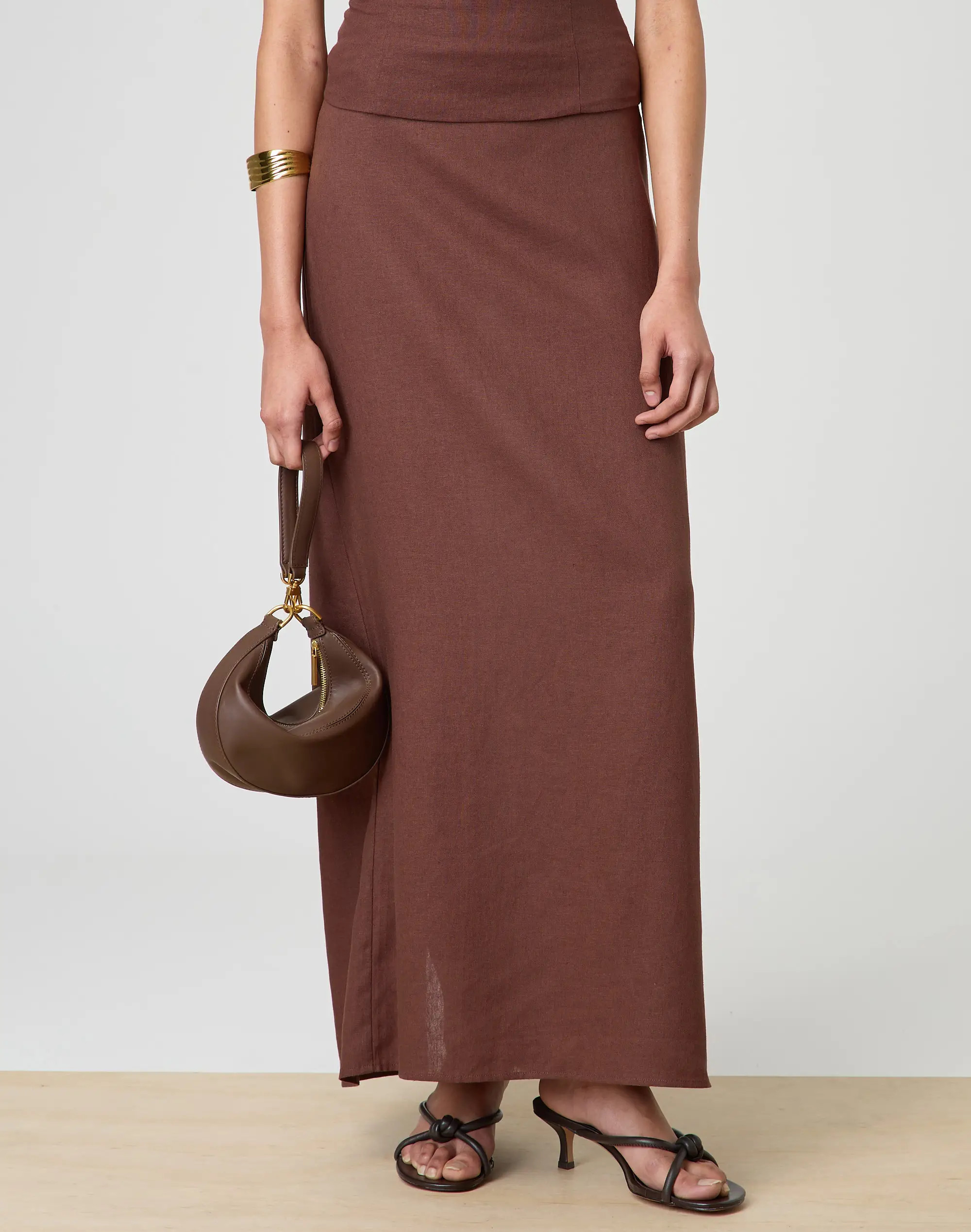Linen Blend Satin Detail Maxi Skirt | Glassons (Australia)