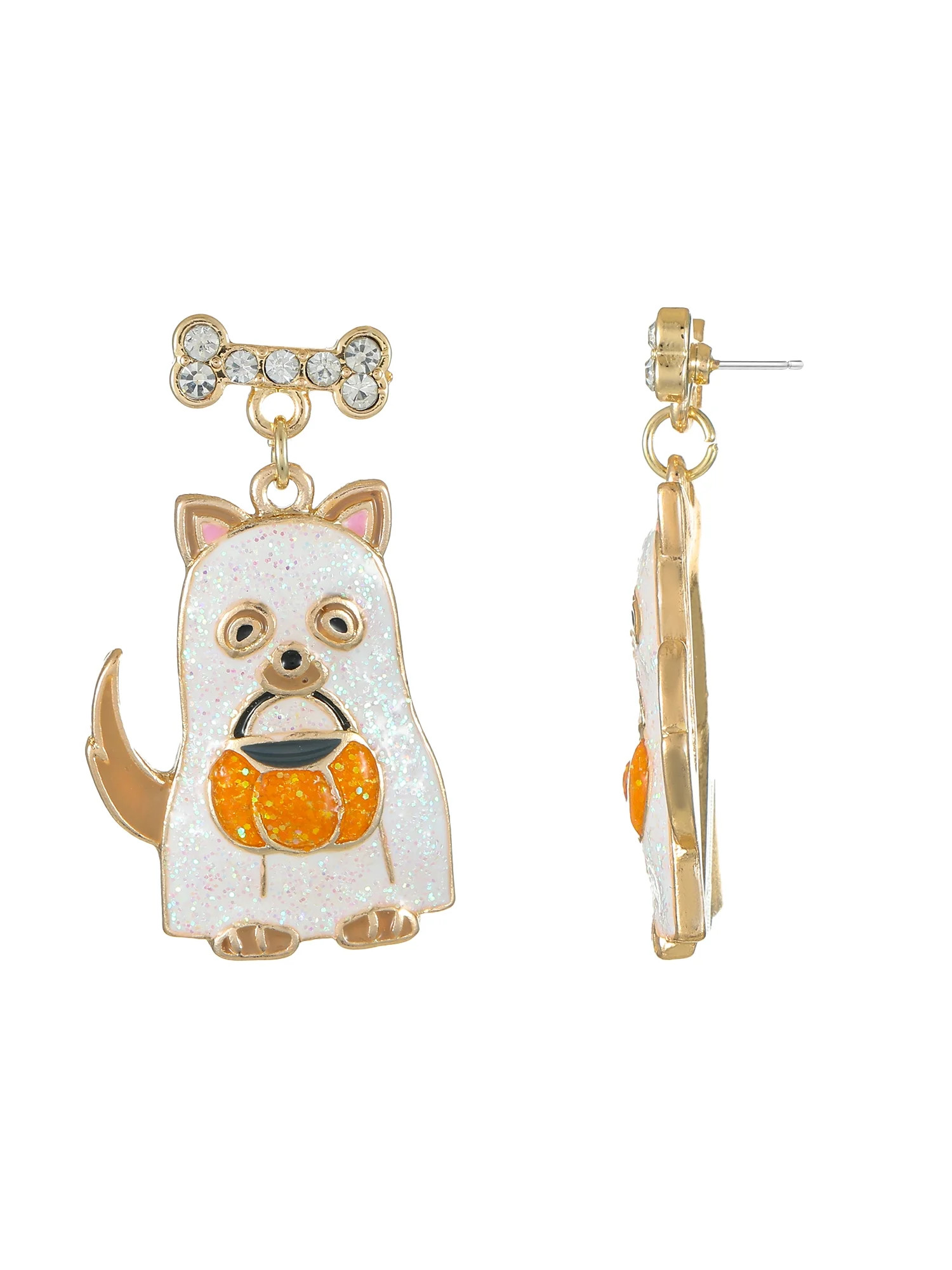Way to Celebrate Halloween Goldtone Ghost Dog Earring, 1 Pair - Walmart.com | Walmart (US)