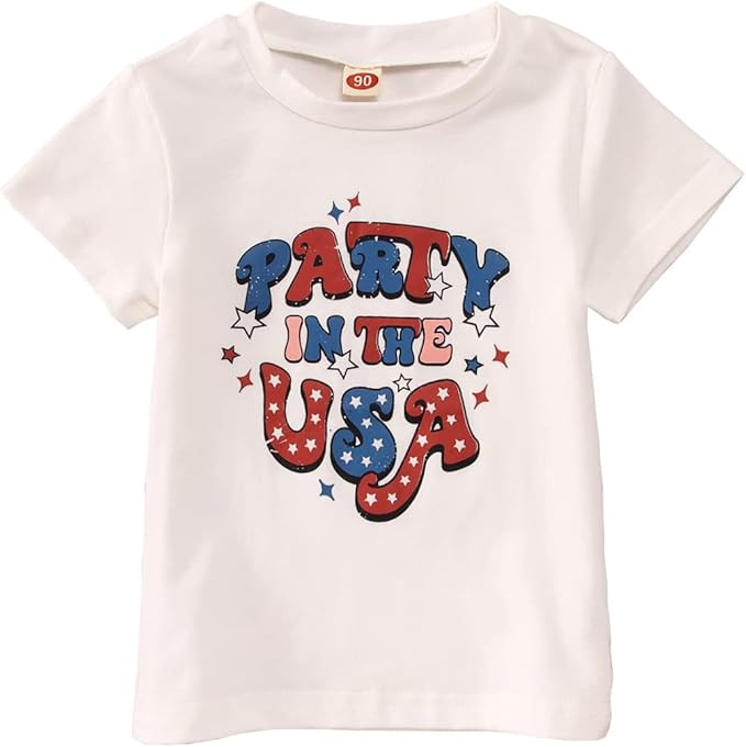 BOUTIKOME Toddler Party in The USA Shirt Baby Girl Boy 4th of July T-Shirt Kids Patriotic Memoria... | Amazon (US)