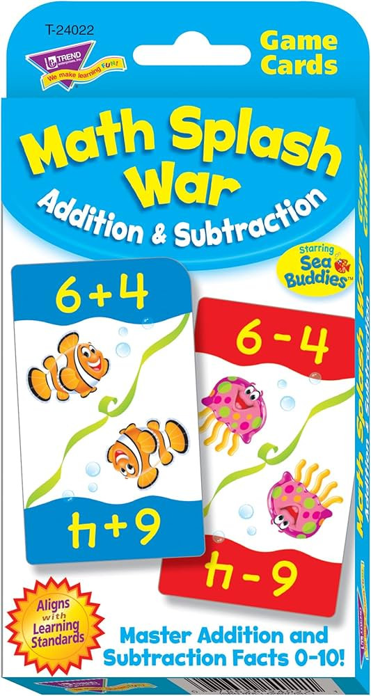 Trend Math Splash War Addition & Subtraction Challenge Cards Card Game | Amazon (US)
