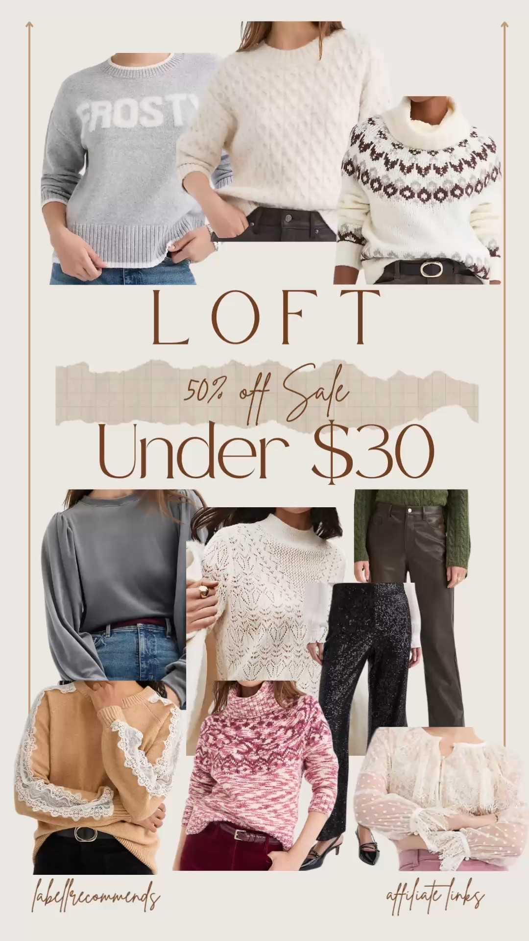 Loft’s women’s clothing sale up to 50% off on jeans, sweaters, and pants. Everything is $30 or less. 

#loft #winterfashion #holidaysweaters


Holiday sweaters, sweaters on sale, 50% off sale, holiday outfits, winter sweaters, heavy knit sweaters, velour tops, sparkle pants

#LTKOver40 #LTKHoliday #LTKootd