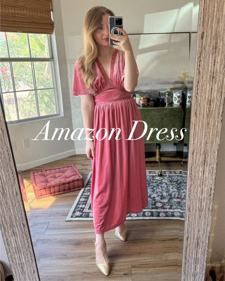 Amazon fashion. Pink velvet dress. Valentine’s Day dress. Valentine’s Day outfit. Wedding guest dress. Family photos dress. Baby shower dress. Wedding shower dress.

Wearing my normal size small, tts and stretchy 

#LTKGiftGuide #LTKSeasonal #LTKwedding