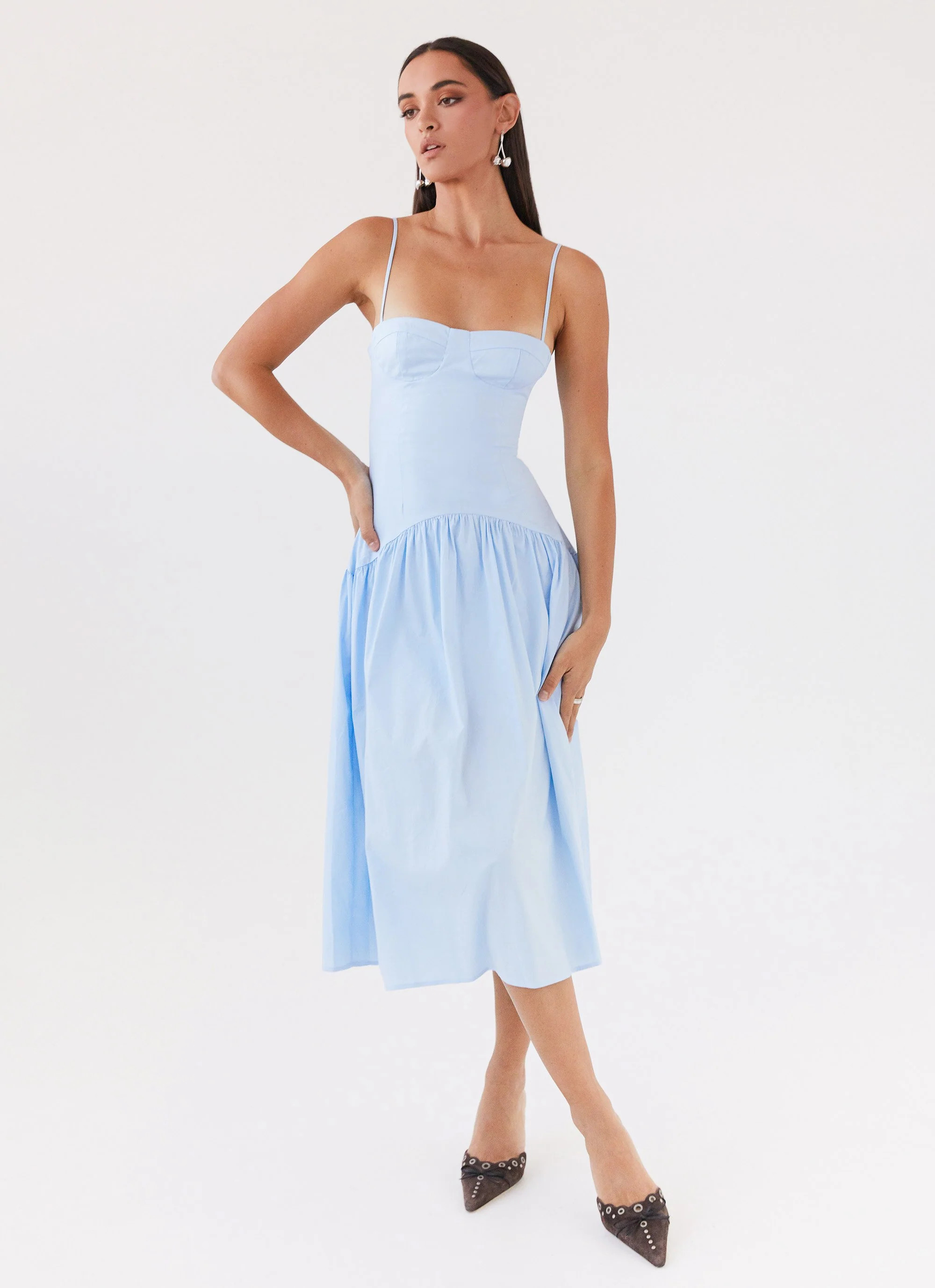 Yvette Corset Midi Dress - Blue | Peppermayo (Global)