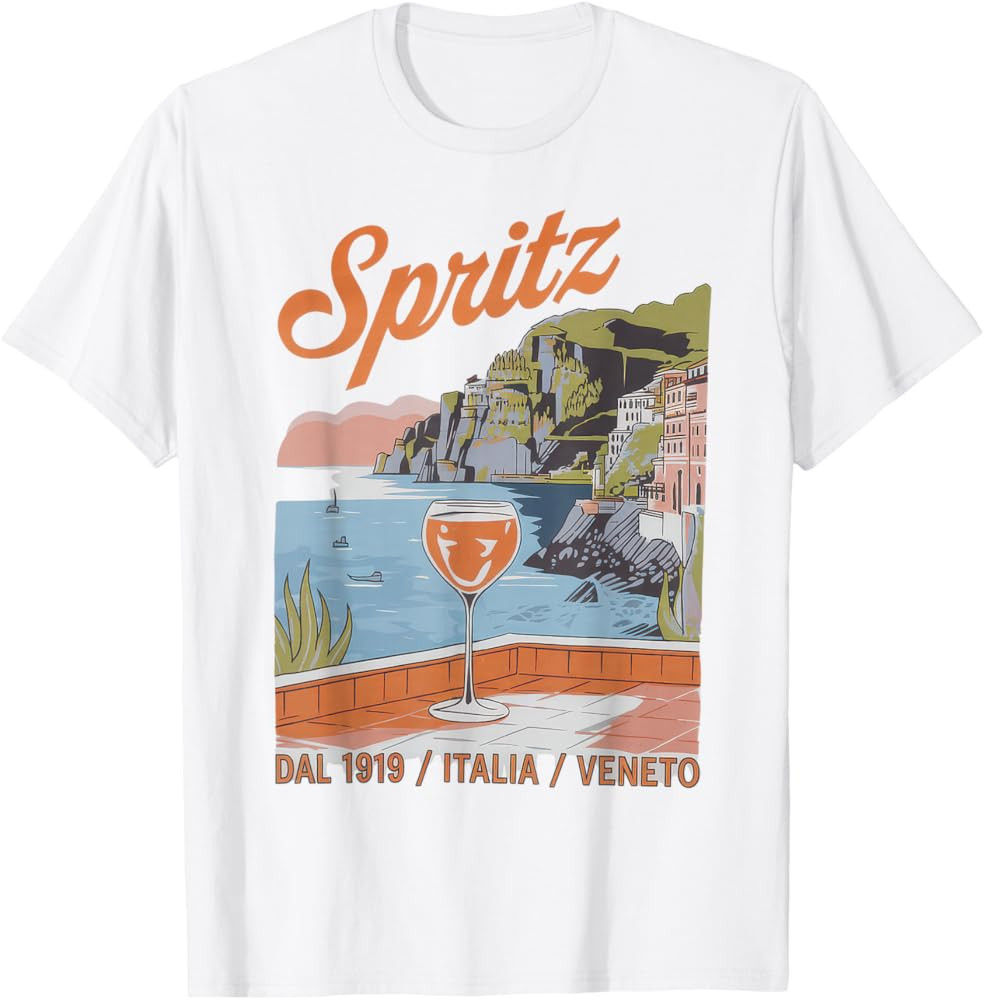 Spritz Veneto Camiseta Italia Vintage Orange Wine Cocktail T-Shirt | Amazon (US)