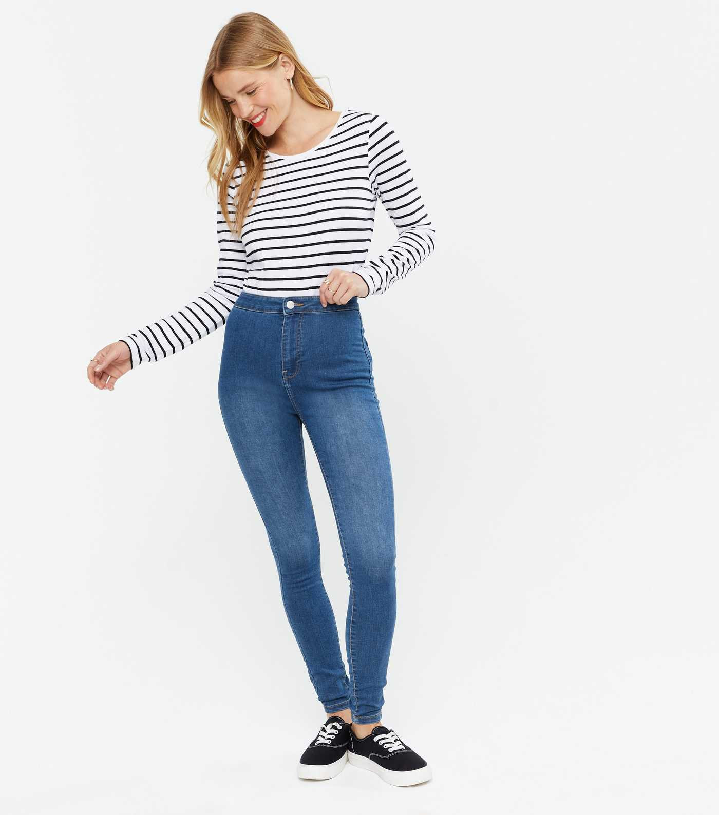 Blue High Waist Hallie Super Skinny Jeans 
						
						Add to Saved Items
						Remove from Save... | New Look (UK)