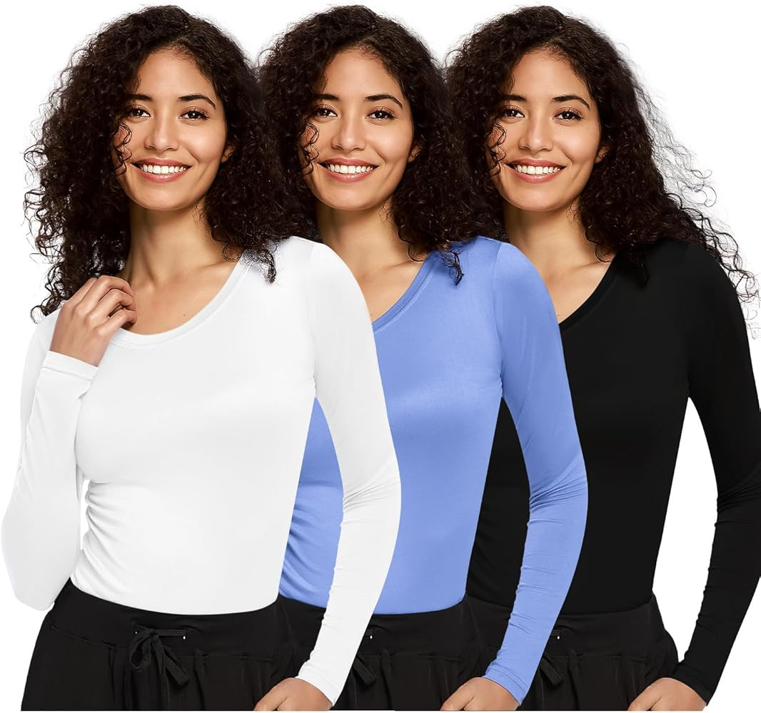 COZYFIT 3 Pack Underscrub Long Sleeve Women - Undershirts for Women Soft Fabric | Amazon (US)