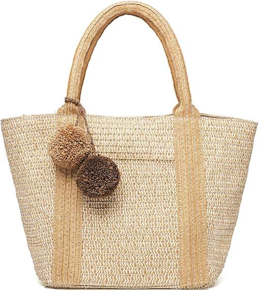 Kadell - Straw beach bag, Women Shoulder Bag Casual Handbag Tote Bag Purse Beach bag | Amazon (US)