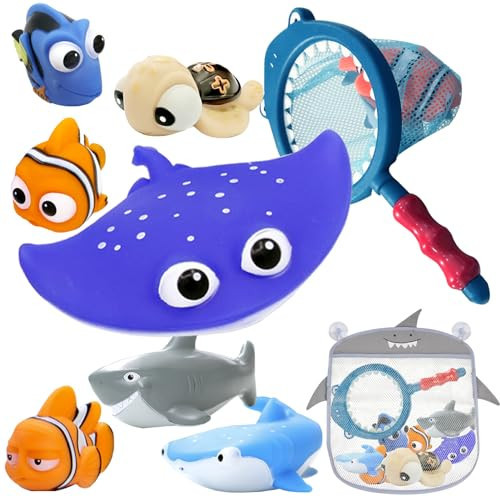 ISEAINNO Finding Dory Nemo Bath Toys for Kids No Hole Mold Free Bath Toys for Toddlers with Storage Bag for Bath Shower Birthday Gifts Summer Beach Pool Activity, Perfect for Children's Day Present | Amazon (US)