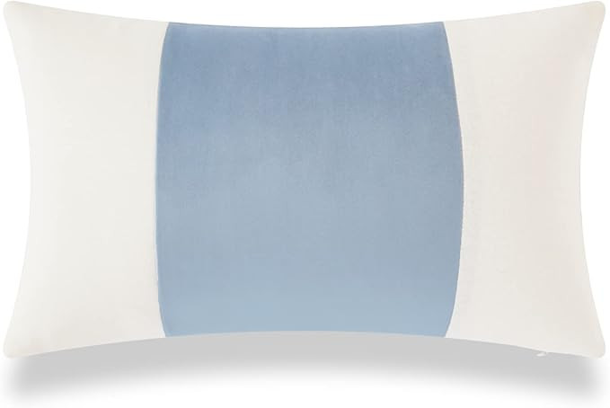 Hofdeco Coastal Patio Indoor Outdoor Lumbar Pillow Cover ONLY for Backyard, Couch, Sofa, Velvet B... | Amazon (US)