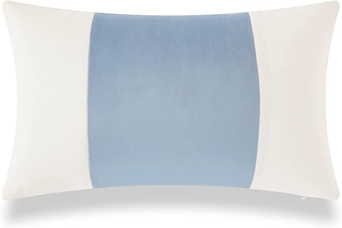 Hofdeco Coastal Patio Indoor Outdoor Lumbar Pillow Cover ONLY for Backyard, Couch, Sofa, Velvet B... | Amazon (US)