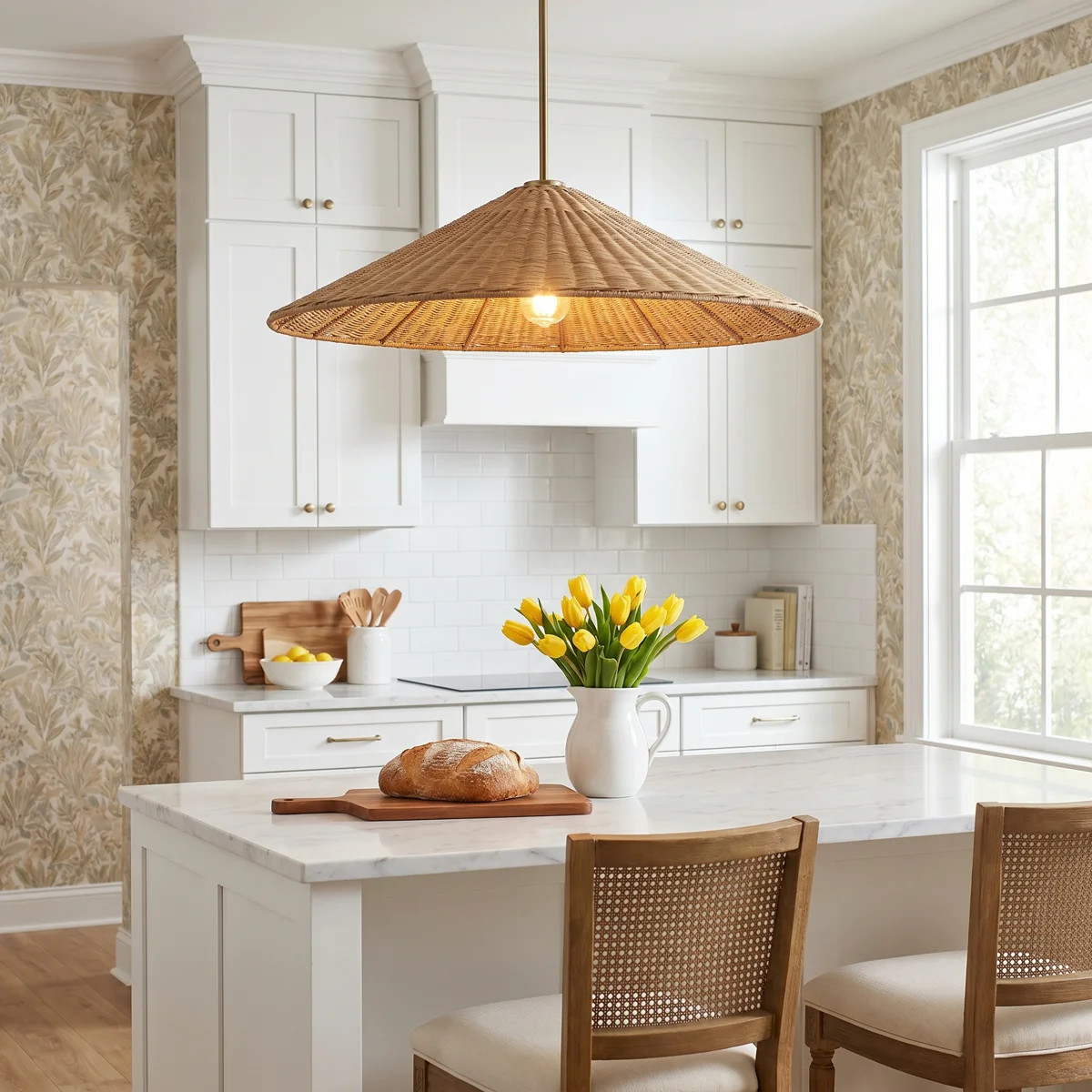 Welby 1 - Light Rattan Dome 32" Pendant | Birch Lane