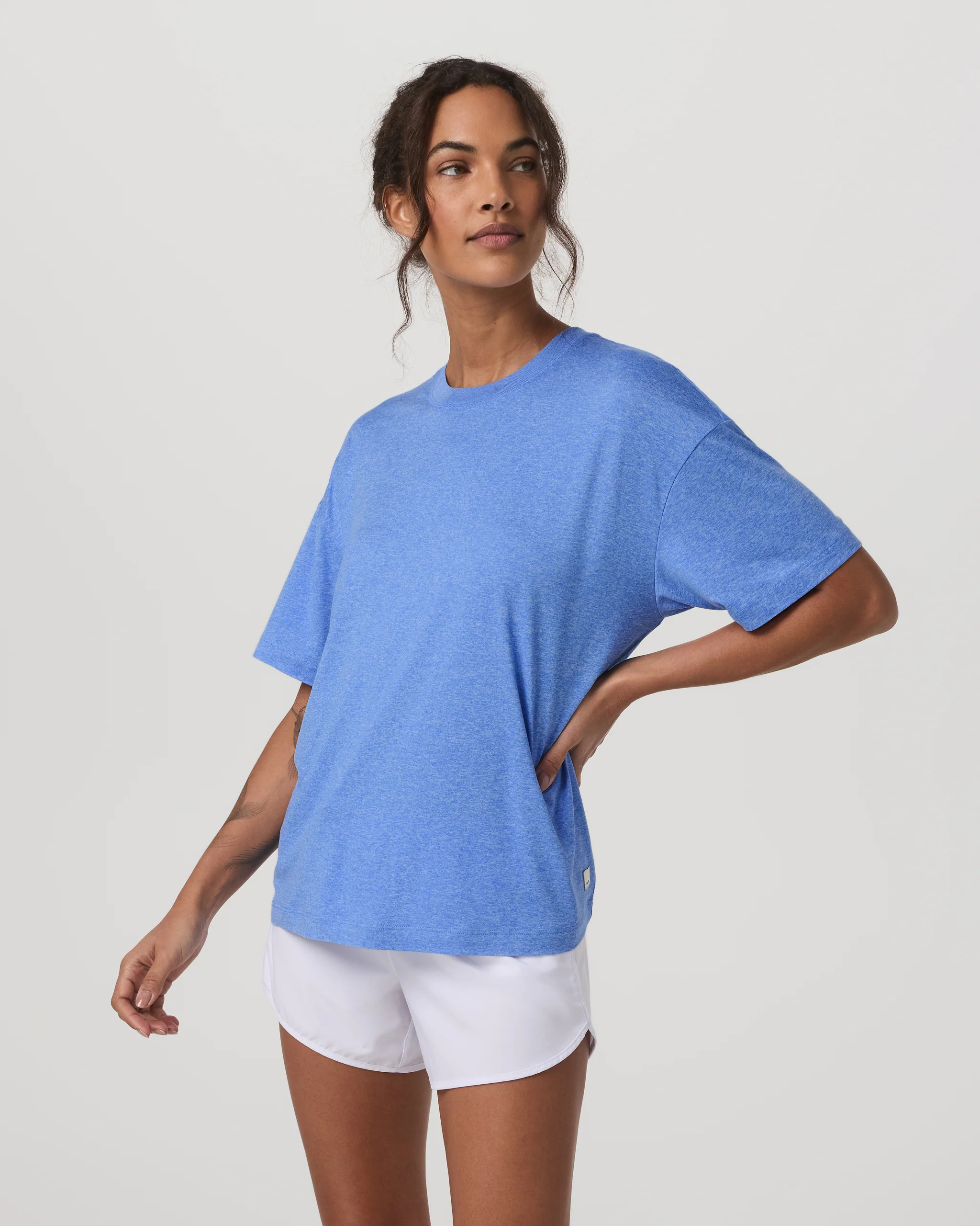 Energy Tee Long – Women's Riviera Blue Heather Tee Shirt – Vuori | Vuori Clothing (US & Canada)