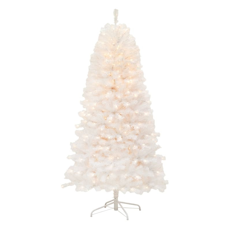 (B4) Pre-Lit White Crystal Fir Christmas Tree, 7' | At Home