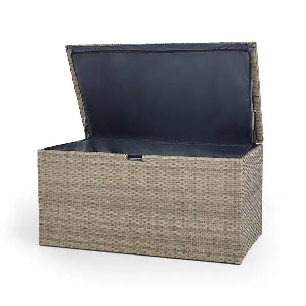 Glitzhome 140 Gallon 52.75"W Outdoor Patio Oversize Wicker Storage Bench Deck Box - 52.75"W x 29"... | Bed Bath & Beyond