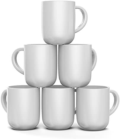 Francois et Mimi, Set of 6 Large 16 Ounce Ceramic Coffee Mugs (White) | Amazon (US)