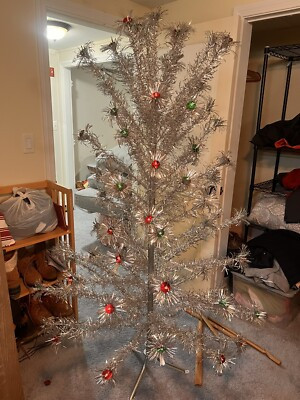 Vintage 1960's 6 Foot Pom Pom Aluminum Christmas Tree w/ Spinning Color Wheel  | eBay | eBay US