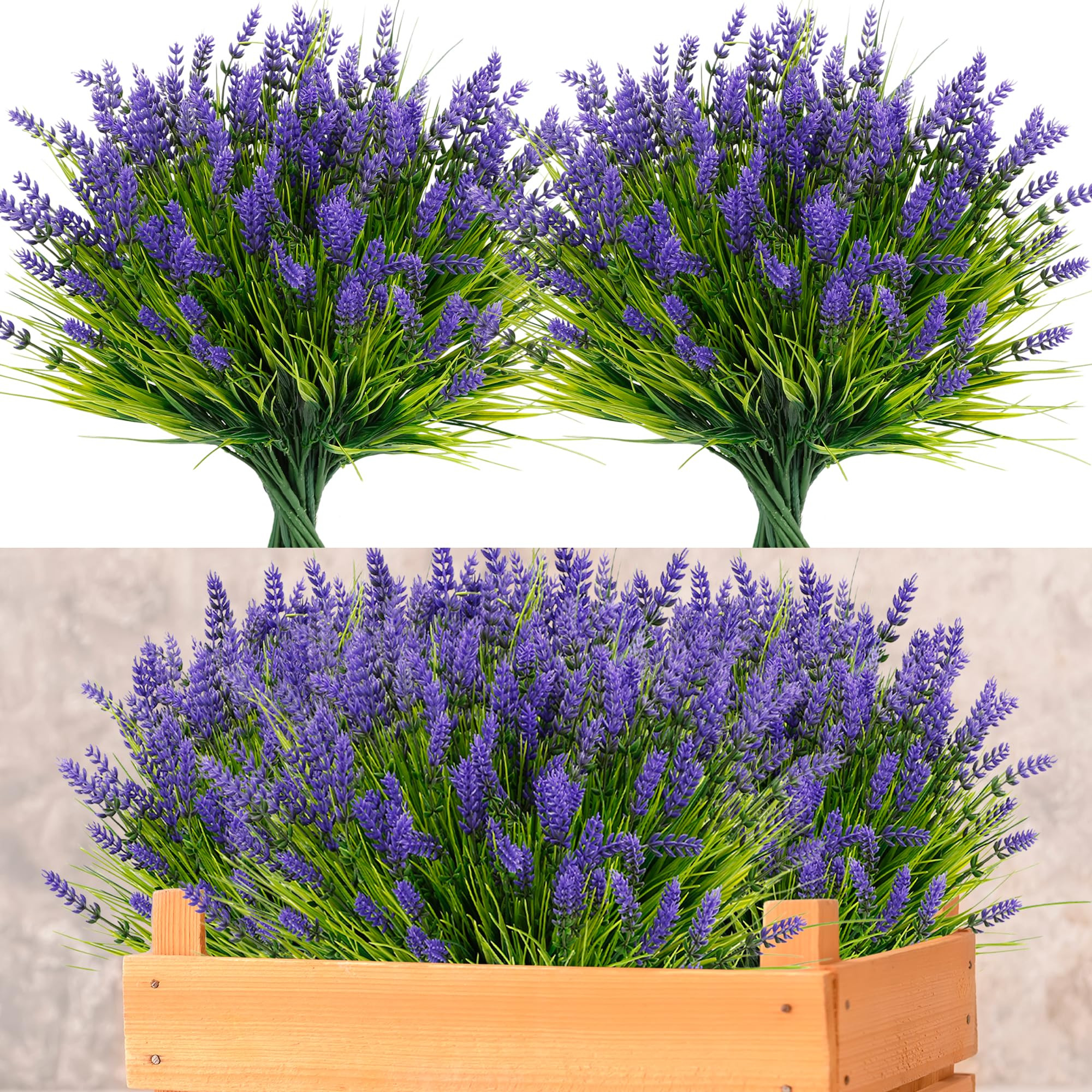 ZINHO 24 Bundles Artificial Flowers Outdoor, Faux Lavender Flowers with Grass UV Resistant Artifi... | Amazon (US)