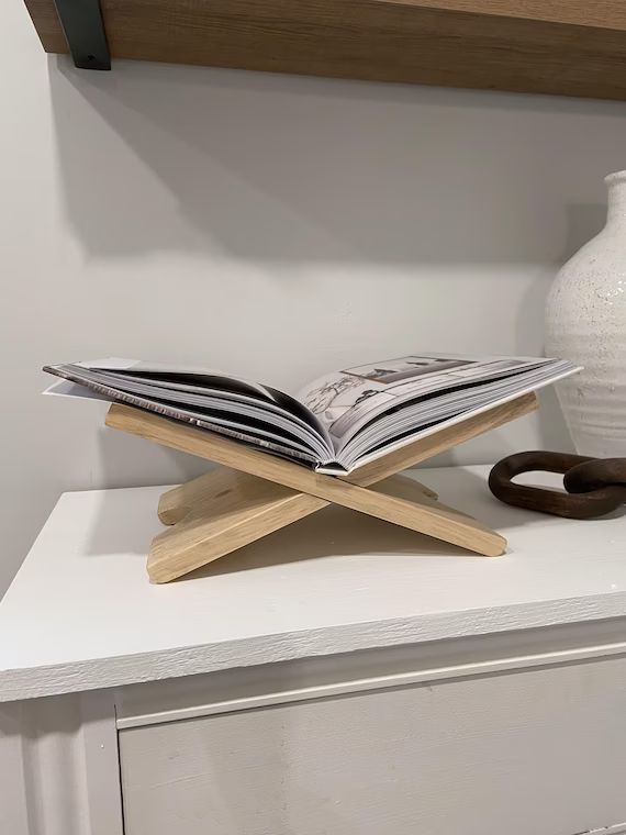Open Book Display | Wood Book Display | Wood Book Stand | Recipe Book Stand | Studio McGee Inspir... | Etsy (US)