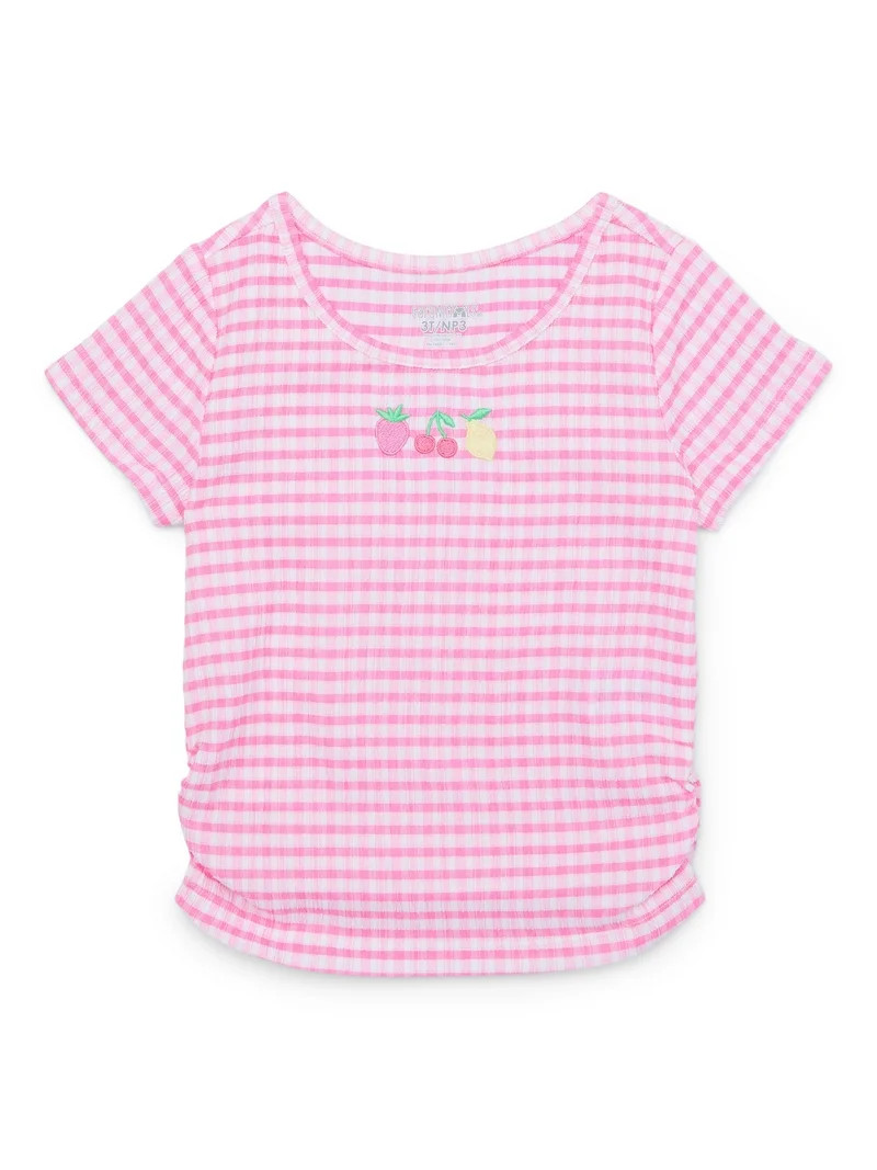 Garanimals Toddler Girl Embroidered Short Sleeve Ruched Side T-Shirt, Sizes 18M-5T | Walmart (US)
