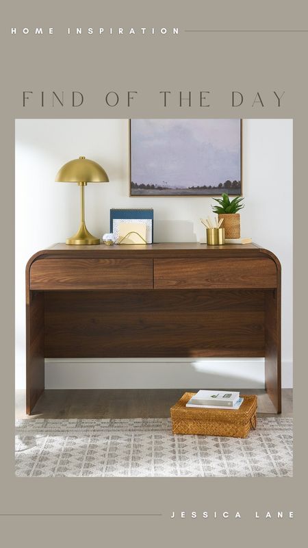 Furniture find of the day, this beautiful rounded piece could be used as a console table, sofa table or desk, super versatile and comes into color options. Walmart home, Walmart furniture, Better Homes and Gardens, modern desk, console table, sofa table

#LTKStyleTip #LTKHome
