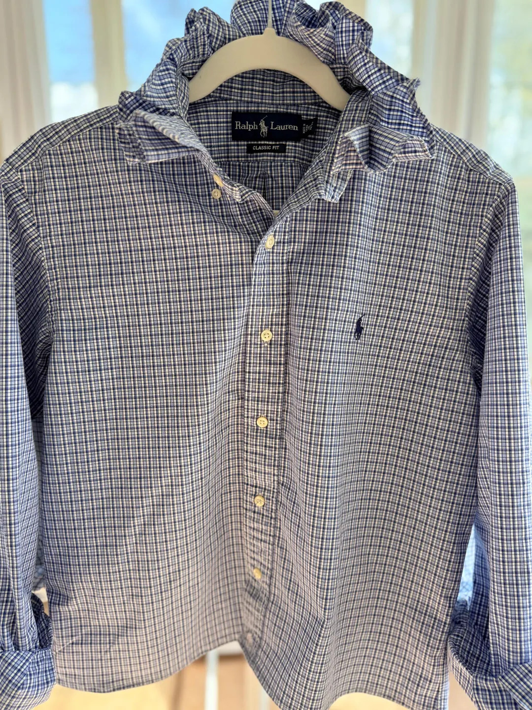 Repurposed Ralph Lauren button down shirt with ruffle collar Men’s Medium | Etsy (US)