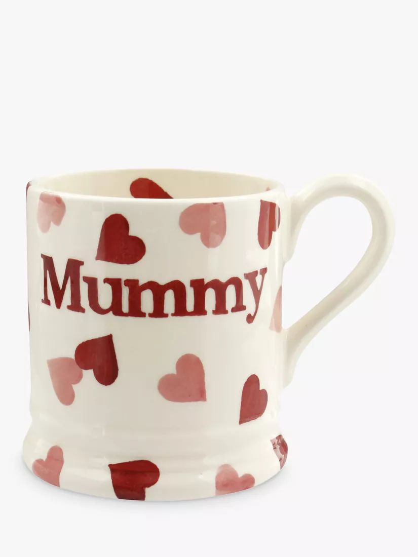 Emma Bridgewater Pink Hearts 'Mummy' Half Pint Mug, Pink/Multi, 280ml | John Lewis (UK)