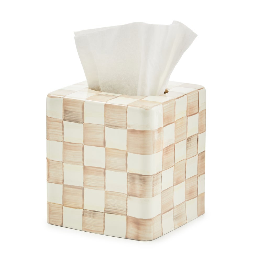 Mocha Check Boutique Tissue Box Cover | MacKenzie-Childs