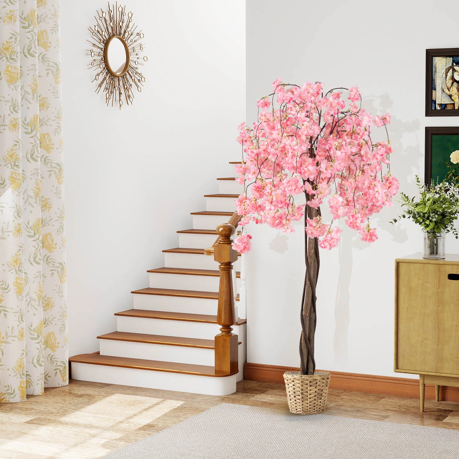 5.5 FT Tall Artificial Cherry Blossom Tree with Flowers Decoration White | Wayfair North America