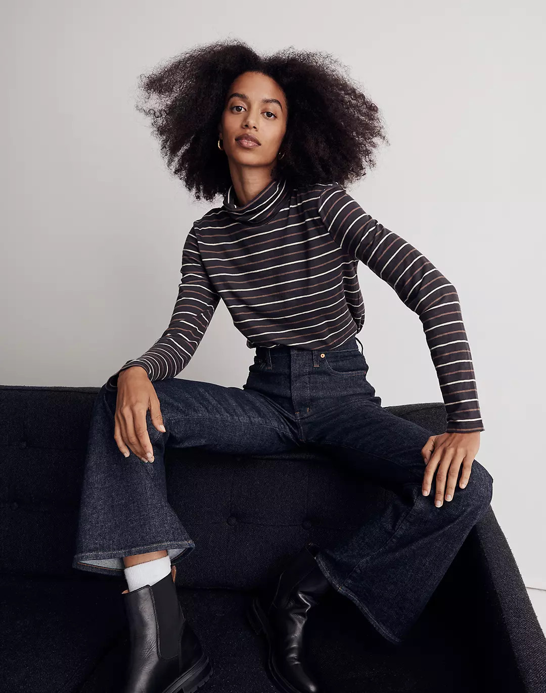Whisper Cotton Turtleneck Top in Tessie Stripe | Madewell