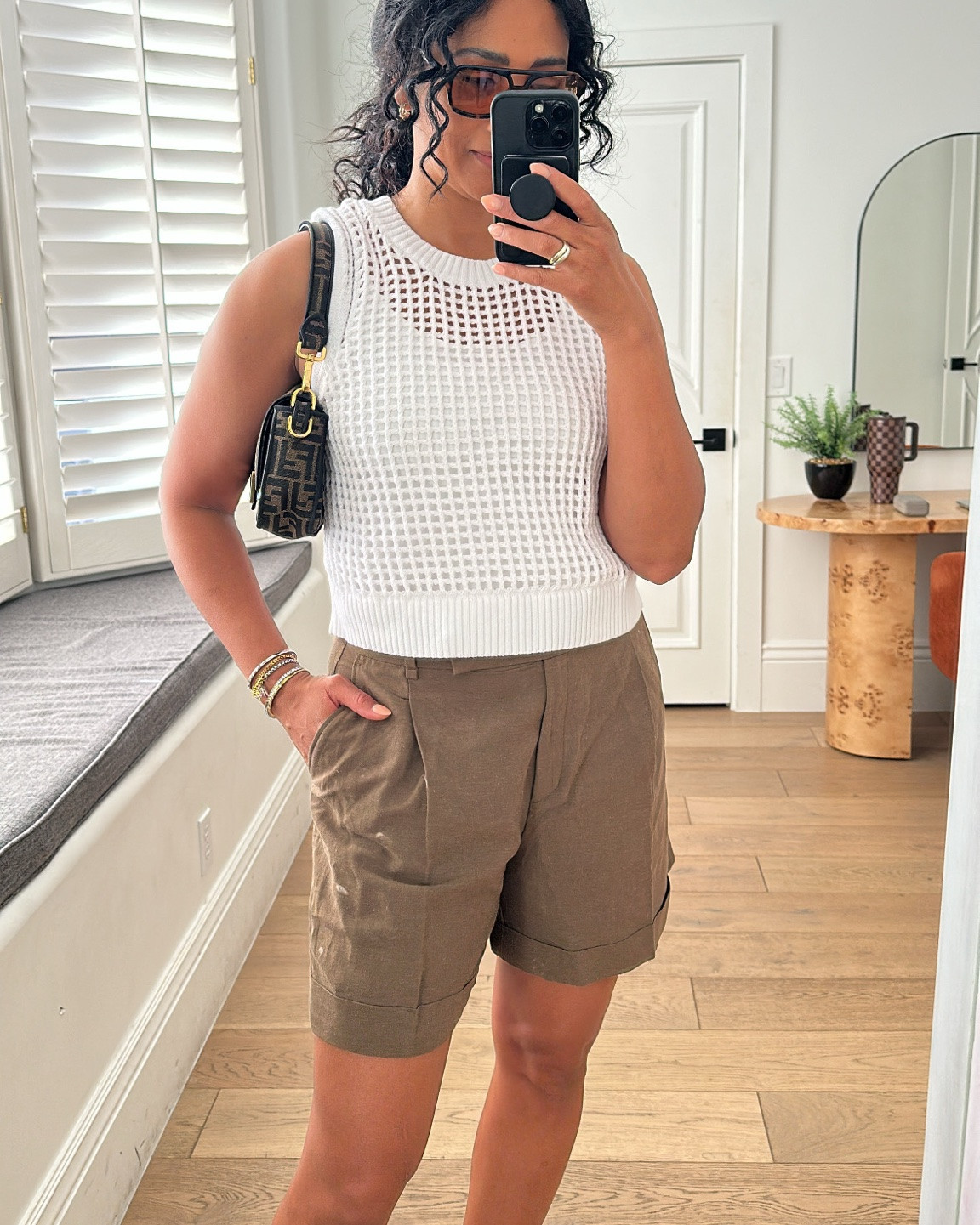 Elevated summer outfit: love these linen blend shorts paired with a knit tank. All fit true to size.

#LTKootd #LTKOver40 #LTKTall