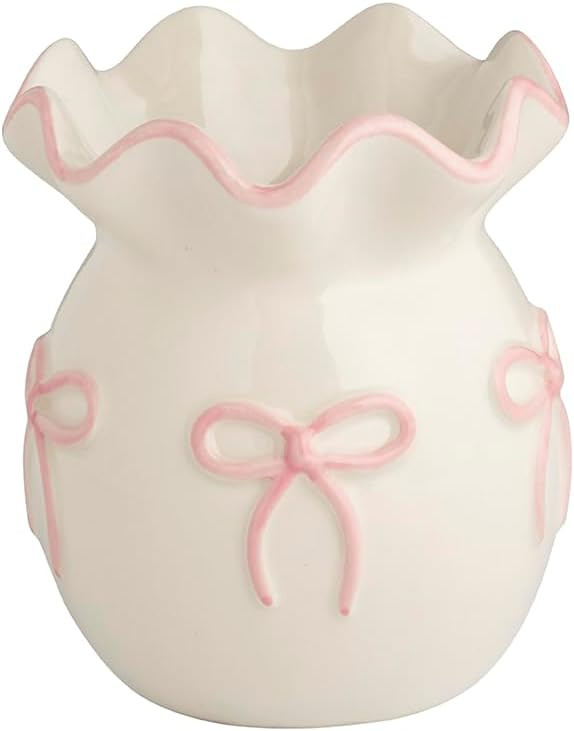 Mud Pie Valentine's Day Dainty Bow Ruffle Bud Vase | Amazon (US)