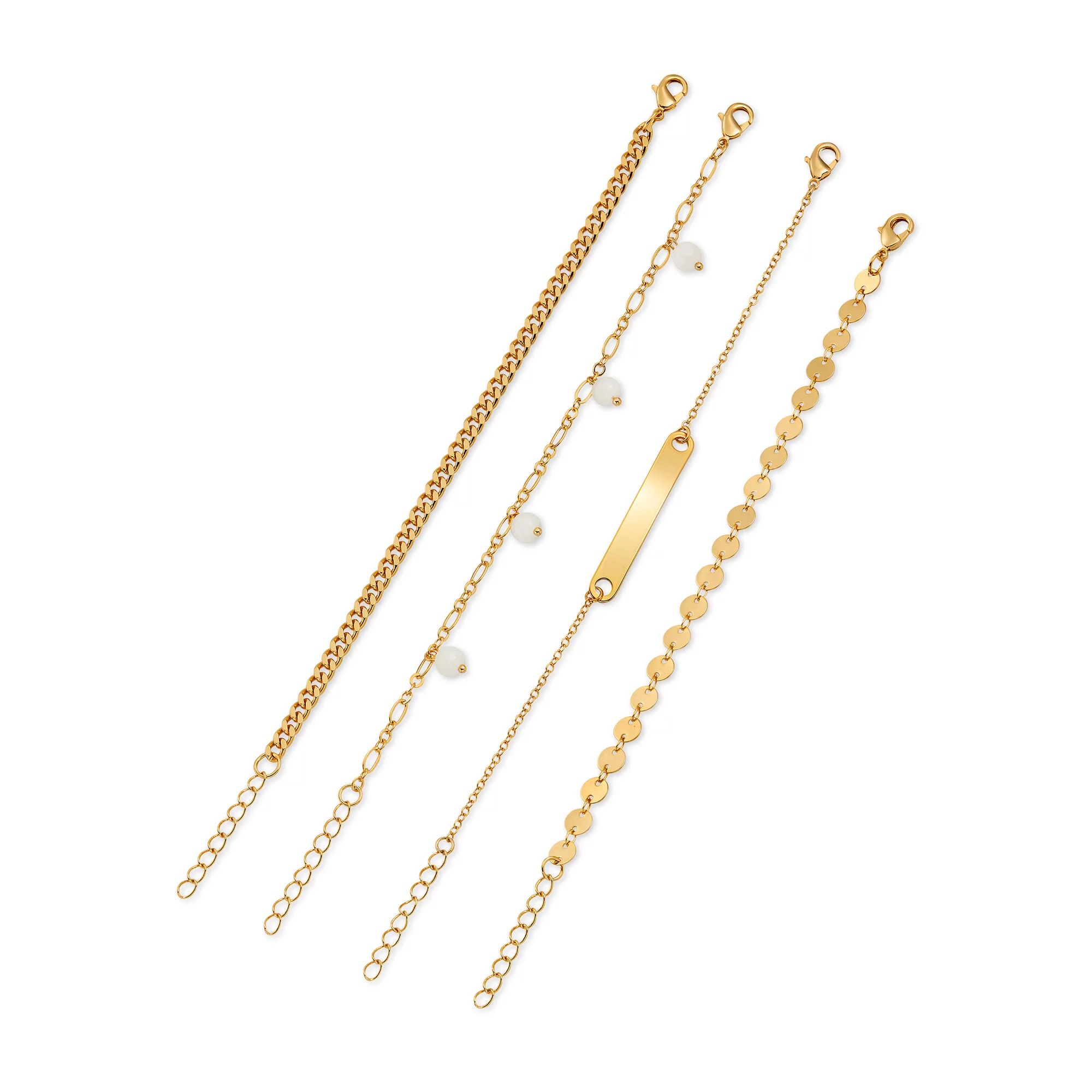 Scoop 14KT Gold Flash Plated Brass Fashion Bracelet Set | Walmart (US)