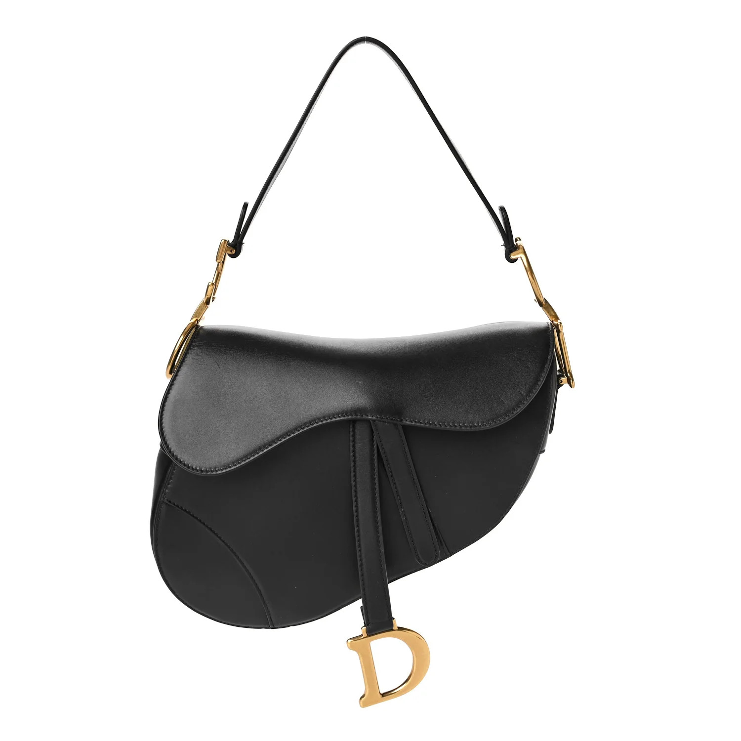 CHRISTIAN DIOR Calfskin Saddle Bag Black | FASHIONPHILE (US)