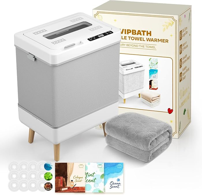 VIPBATH 35L Towel Warmer Gift Set – Family-Sized Foldable Design with Window, Dual Safety Shut-... | Amazon (US)