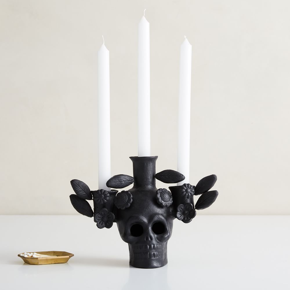 Terracotta Skull Candleabra, Black | West Elm (US)