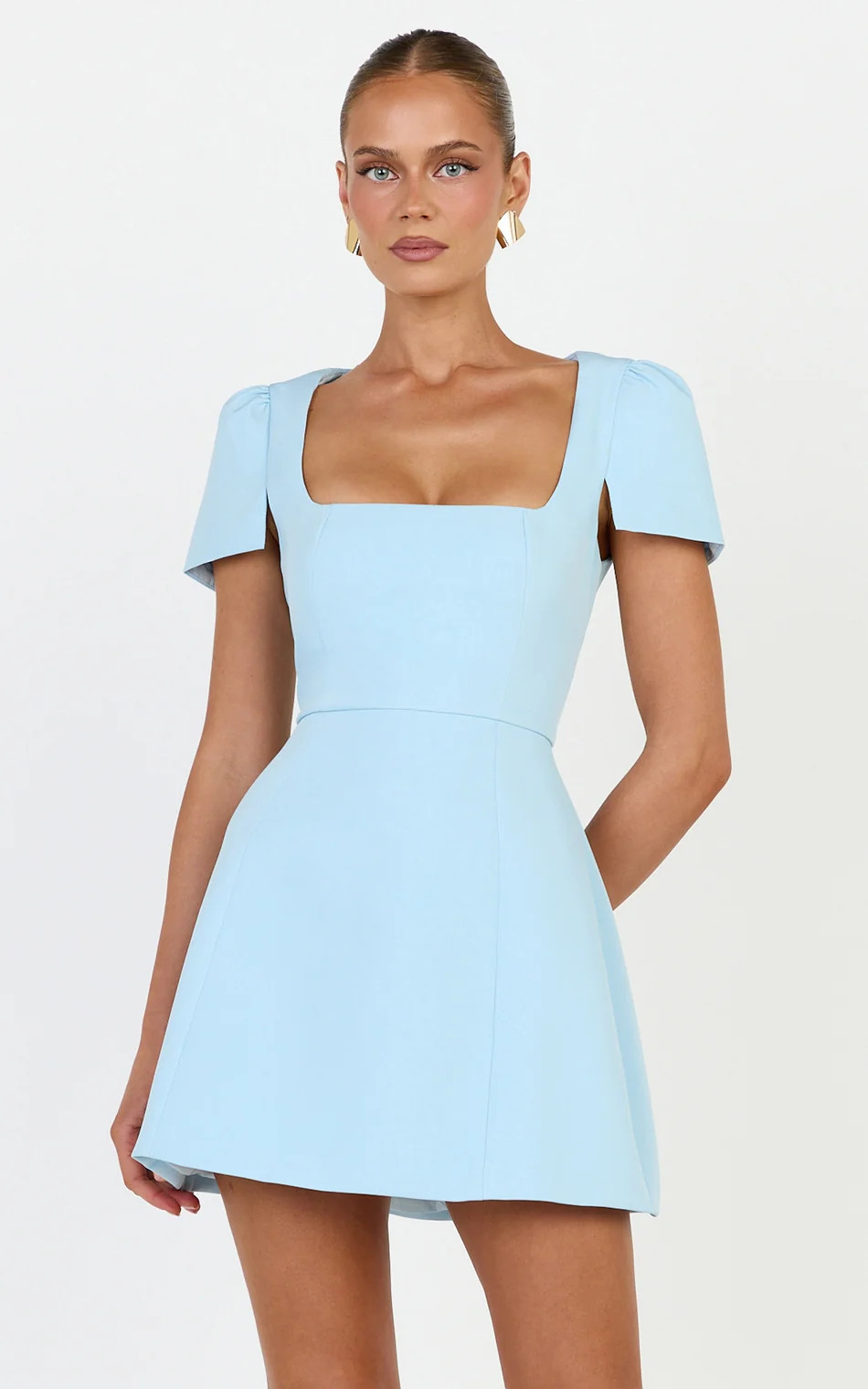 Square Neck Tulip Dress in Blue | Showpo (ANZ)