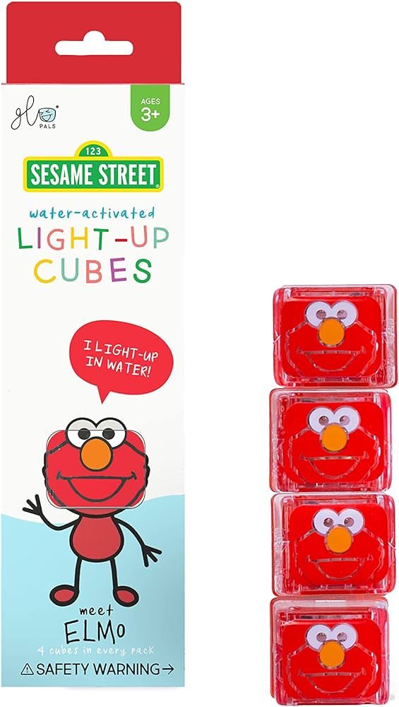 Glo Pals x Sesame Street Water-Activated Light-Up Cubes for Sensory Play (Elmo - Red) | Amazon (US)