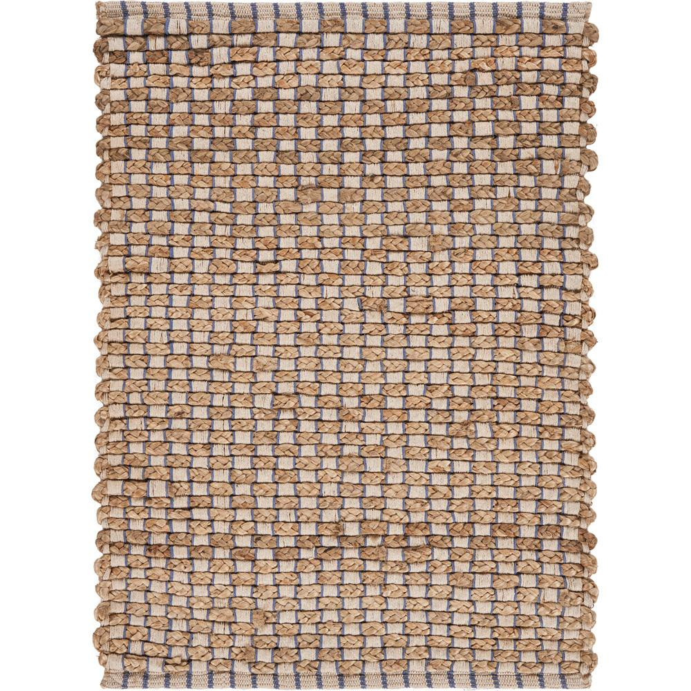 LR Home Bay Indigo Blue 2 ft. x 3 ft. Braided Threading Natural Jute Area Rug | The Home Depot