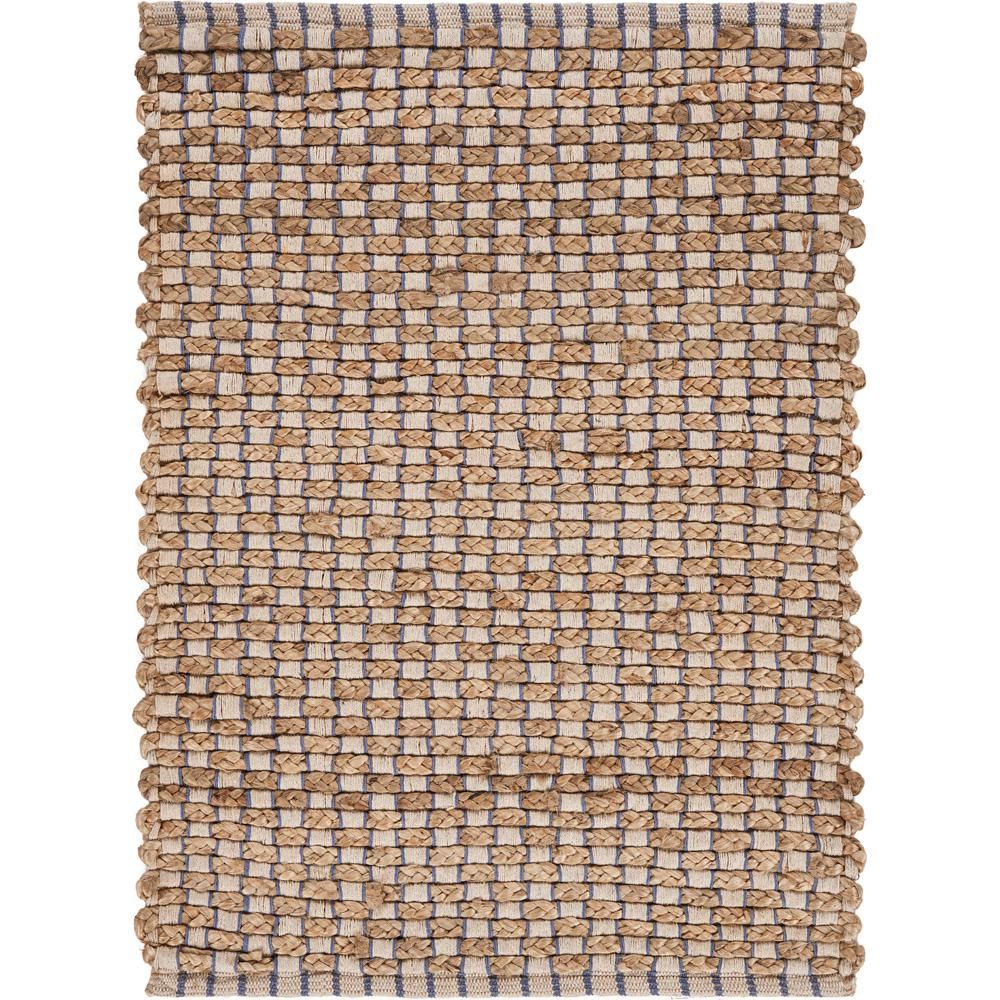 LR Home Bay Indigo Blue 2 ft. x 3 ft. Braided Threading Natural Jute Area Rug | The Home Depot
