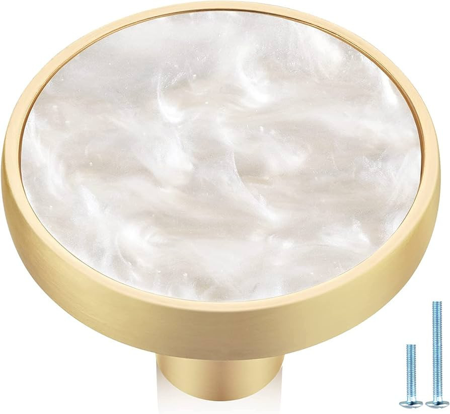 Jasluna Pearl Gold Knobs for Dresser Drawers, 12-Pack Brushed Brass Cabinet Knobs Pulls, 1-1/4-In... | Amazon (US)