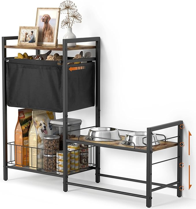 Lomivra Elevated Dog Bowls, Raised Dog Bowl Stand with Dog Toy Bin Basket Dog Food and Water Bowl... | Amazon (US)