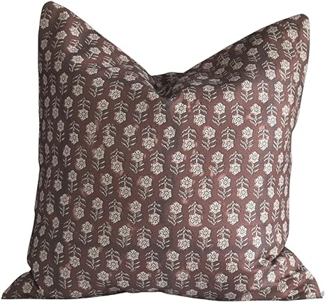 Block Print Pattern Floral Throw Pillow Covers for 2023 Winter, Christmas, and Spring Seasonal Ho... | Amazon (US)