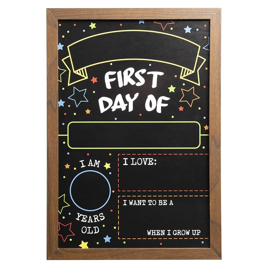 First Day Last Day of School Double Sided Sign with Frame (Reusable Dry Erase Board for Liquid Ch... | Amazon (US)
